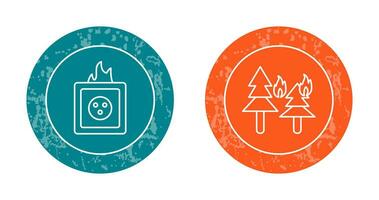 fire in forest and fire in socket Icon vector