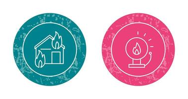 fire consuming house and fire alert  Icon vector