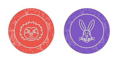 Sloth and Rabbit Icon vector