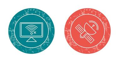 Disconnected Network and Satellite Icon vector