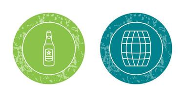 Beer Bottle and Barrel Icon vector