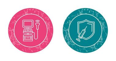 Ultrasound Machine and Vaccination Icon vector