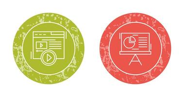 Video Content and Pie Chart Icon vector