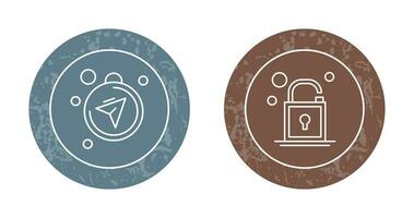 Compass and Open Lock Icon vector
