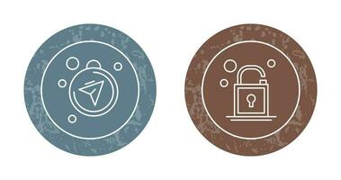 Compass and Open Lock Icon vector