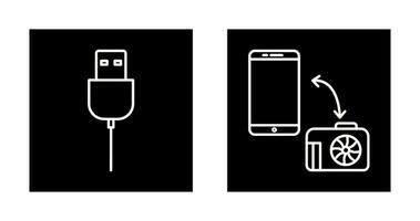 usb cable and transfer images Icon vector