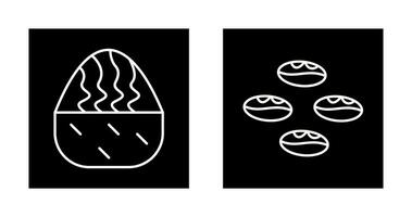 cream muffin and coffee beans  Icon vector
