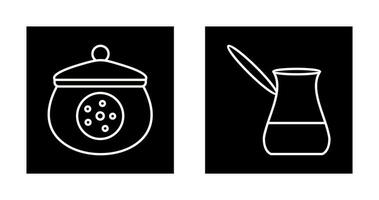 cookie jar and cezve Icon vector