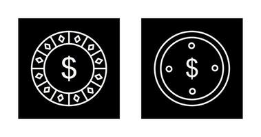 dollar chip and dolllar coin Icon vector