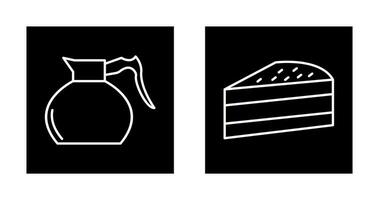 cake slice and coffee pot  Icon vector