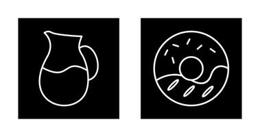 milk jug and cream doughnut  Icon vector