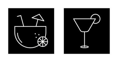 coconut drink and cocktail drink  Icon vector