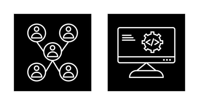Company Network and Code Optimization Icon vector