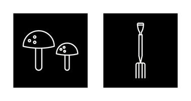 Mushrooms and Gardening Fork Icon vector