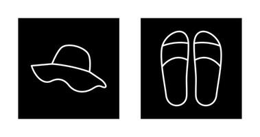 sombrero y zapatillas icono vector