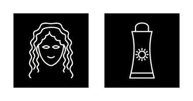 Sunblock Cream and Hair Curly Icon vector