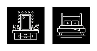 Dressing Table and Bed Icon vector