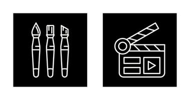 Brushes and Clapper Board Icon vector