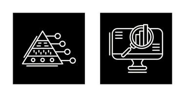 Pyramid Graph and Search Icon vector