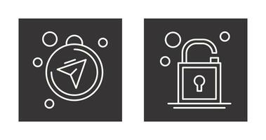 Compass and Open Lock Icon vector