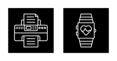 reloj inteligente y impresora icono vector