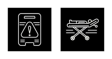 Caution Sign and Stretcher Icon vector