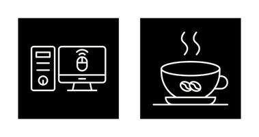 Desktop Computer and Coffee Cup Icon vector