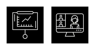 Line Graph and Conference video Call Icon vector