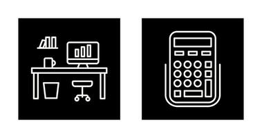 Office Desk and Calculator Icon vector