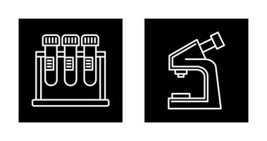 prueba tubo y microscopio icono vector