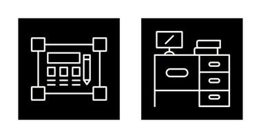 Blueprint and Desk Icon vector