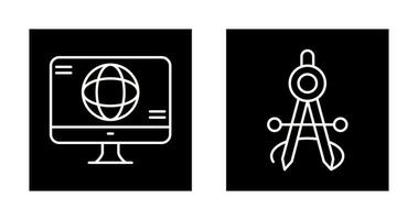 monitor and compass Icon vector