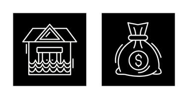 Natural Disaster and Money Bag Icon vector