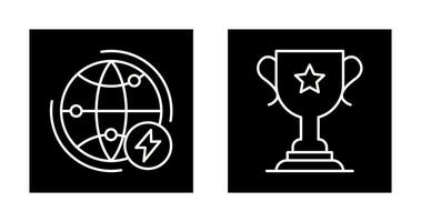 Globe Earth and Trophy Icon vector