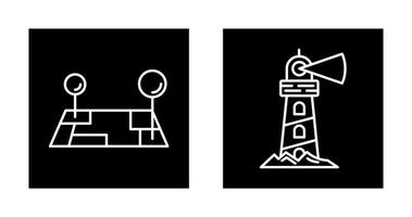 Pin Location and Lighthouse Icon vector