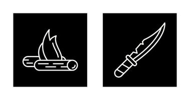 Bon Fire and Knife Icon vector