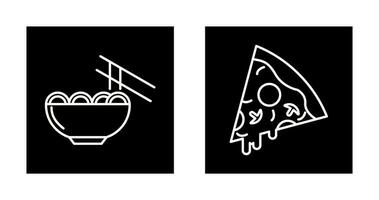 Chinese food and Pizza Icon vector