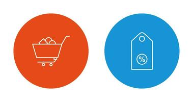 shopping cart and discount tag Icon vector