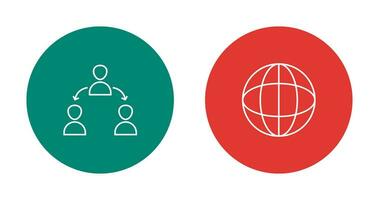 connected user and globe Icon vector