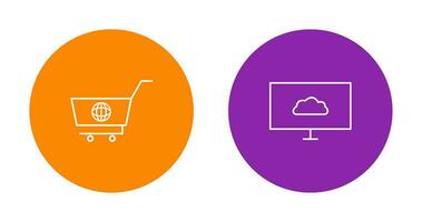 global shopping and cloud sysytem  Icon vector