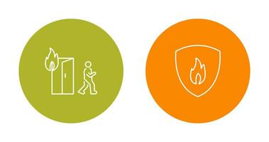 running from fire and fire shield  Icon vector