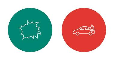 explosion and car on fire  Icon vector