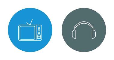 televisión conjunto y auriculares icono vector