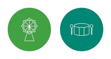 Ferris Wheel and Drum Icon vector