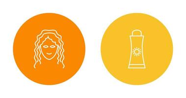 Sunblock Cream and Hair Curly Icon vector