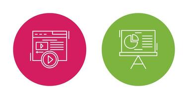 Video Content and Pie Chart Icon vector