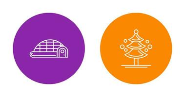 Igloo and Pine Tree Icon vector