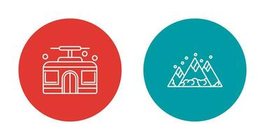 Mountain and Cable Car Icon vector