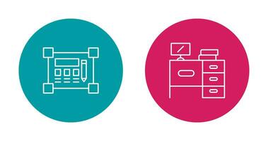 Blueprint and Desk Icon vector