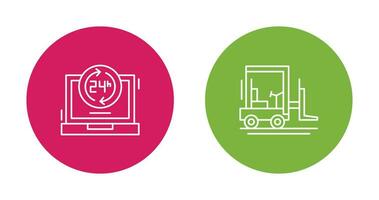 24 hours and forklift Icon vector